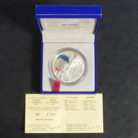 France 1.5 euros 2002 Gavroche Belle Epreuve colorée en argent 90% (22.2 g)