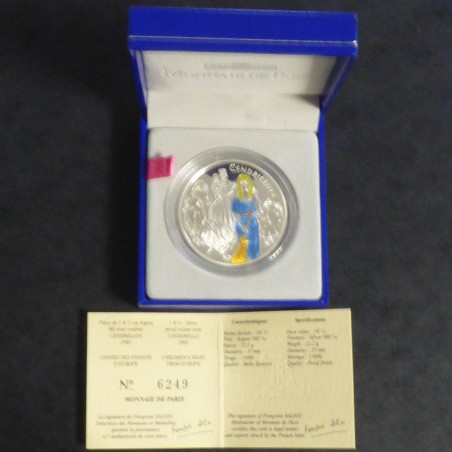 France 1.5 euros Cinderella PROOF colored silver 90% (22.2 g)