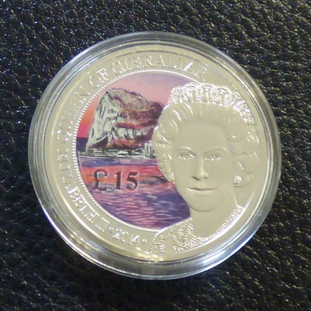Gibraltar 15£ 2014 colored silver 99.9% 1 oz