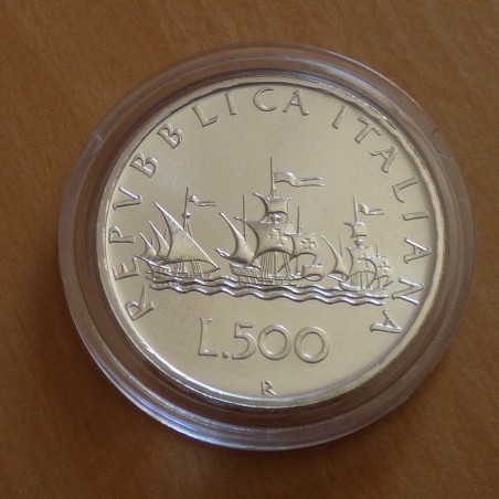 Italy 500 lira 1989 Columbus Ship silver 83.5% (11 g)