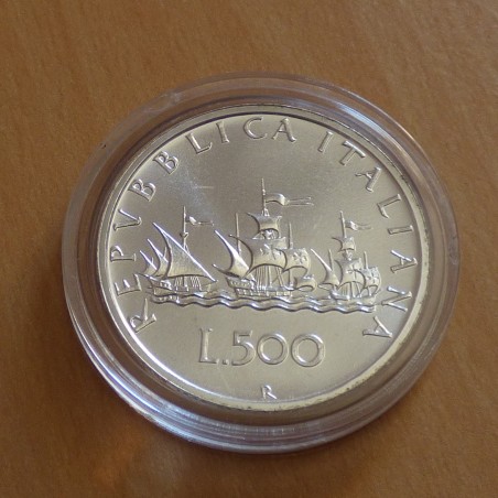 Italy 500 lira 1990 Columbus Ship silver 83.5% (11 g)