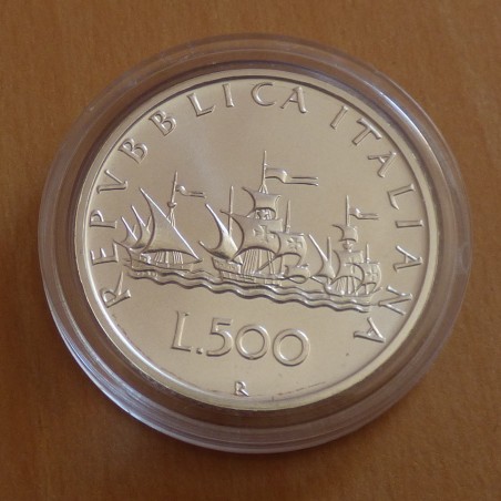 Italy 500 lira 2001 Columbus Ship silver 83.5% (11 g)