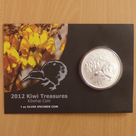 New Zealand 1$ Kiwi 2012 silver 99.9% 1 oz with coin card