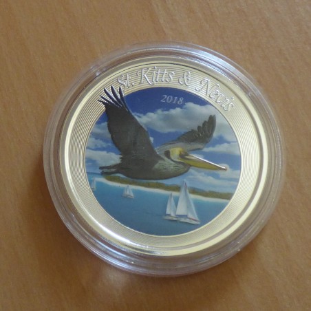 Caraïbes Orientales 2$ 2018 Pelican coloré en argent 99.9% 1 oz