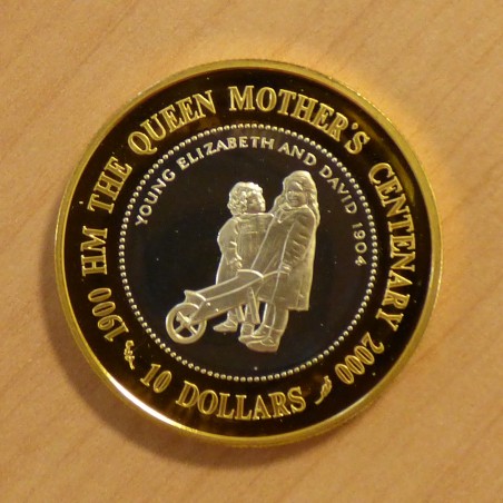 Fiji 10$ 2000 Queen's Mother centenial PROOF gilded silver 92.5% (28.1 g)