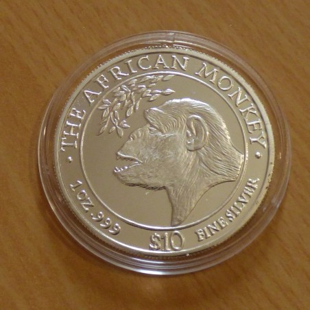 Somalie 10$ African Monkey 1998 argent 99.9% 1 oz
