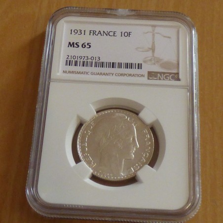 France 10 francs 1931 silver 68% (10g) NGC MS65 (SCARCE)