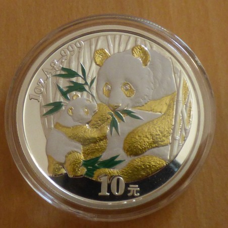 China 10 yuans Panda 2005 gilded colored silver 99.9% 1 oz
