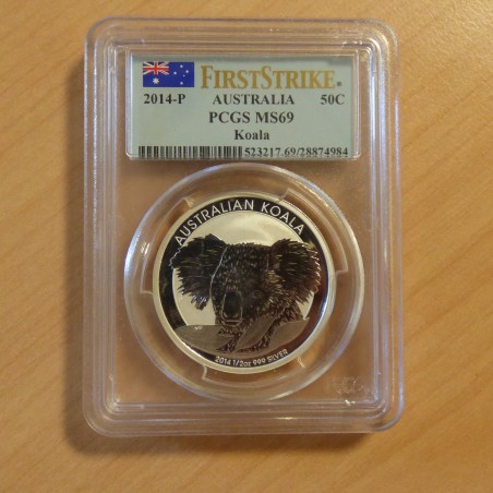 Australia 50c Koala 2014 MS69 silver 99.9% 1/2 oz