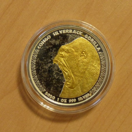 Congo 5000 CFA Gorille Silverback 2020 doré argent 99.9% 1 oz