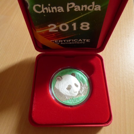 Chine 10 yuans Panda 2018 Space Green argent 99.9% 30g+Boite+CoA