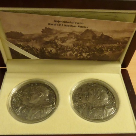 Niue 2*5$ 2012 Napoleon & Kutuzov 1812 antique finish 2*2 oz argent 99.9% Boite+CoA