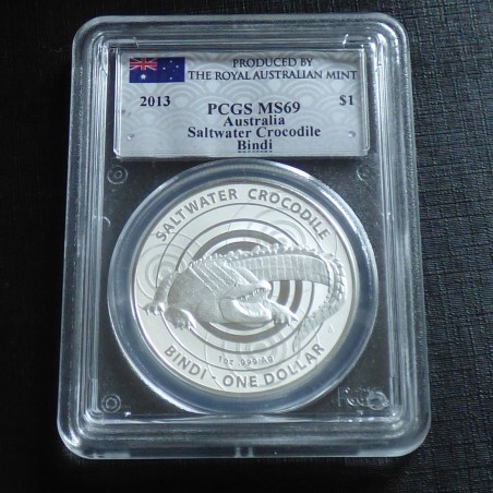 Australia 1$ Crocodile Bindi RAM 2013 MS69 (PCGS) silver 99.9% 1 oz