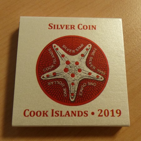 Cook Islands 1$ 2019 Starfish Space Red silver 99.9% 1 oz
