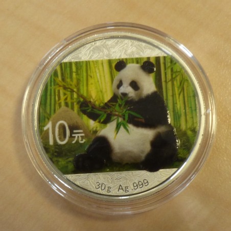 Chine 10 yuans Panda 2017 colored argent 99.9% 30g