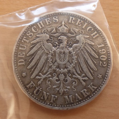 Allemagne 5 Mark 1902 A argent 90% (27.8 g)
