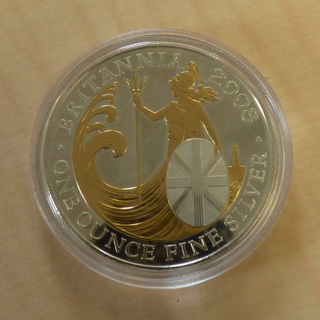UK 2£ Britannia 2008 gilded silver 95.8% 1 oz+CoA