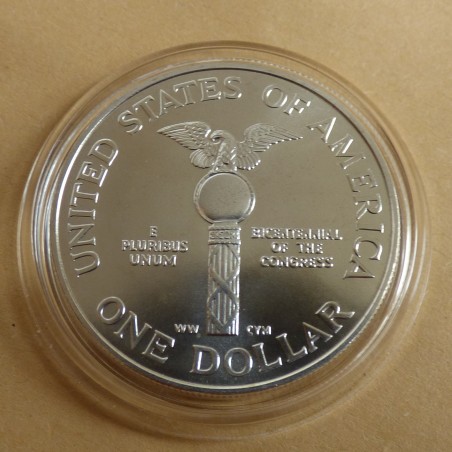 US 1$ 1989-D Congress 200 years Commemorative Coin silver 90% (26.73 g)+Box+CoA