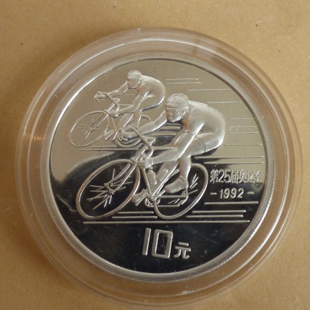 Chine 10 yuans Cyclisme Olympique 1990 PROOF argent 90% 30g