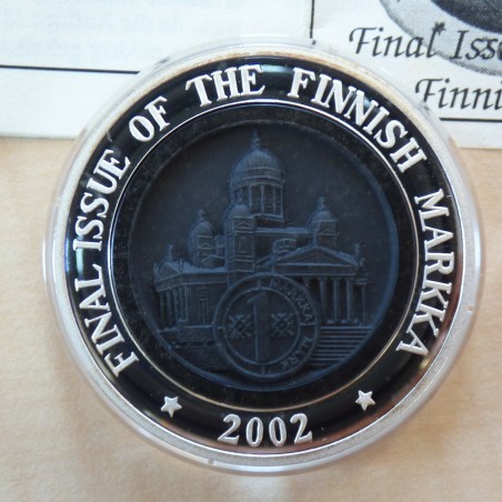 Korea 10 Won 2002 Last Markka Helsinki PROOF with Obsidian silver 99.9% (31.1 g)