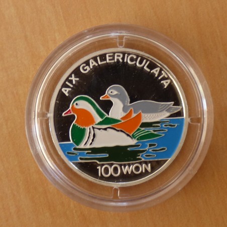 Korea 100 Won 1995 Duck PROOF colored silver 99.9% (7 g)