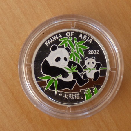 Corée 2 Won 2002 Pandas PROOF coloré en argent 99.9% (7 g)