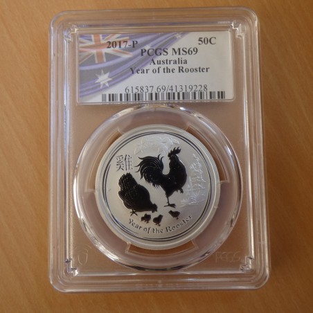 Australia 50 cents Year of the Rooster 2017 MS69 (PCGS) silver99.9% 1/2 oz