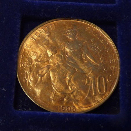France 10 centimes 1908 Bronze 10g (SUP, XF, VZ)