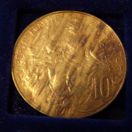 France 10 centimes 1916 Bronze 10g (SUP, XF, VZ)