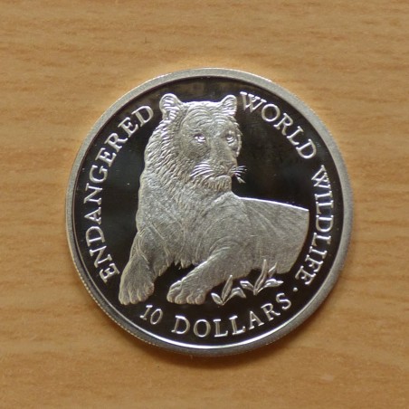 Cook Islands 10$ 1990 Endangered Wildlife Tiger PROOF silver 92.5% (10 g)