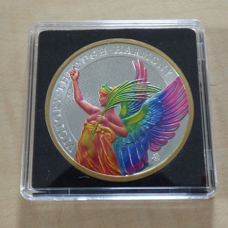 Sainte Helene 1£ 2021 Victory Through Harmony coloré en argent 99.9% 1 oz+CoA