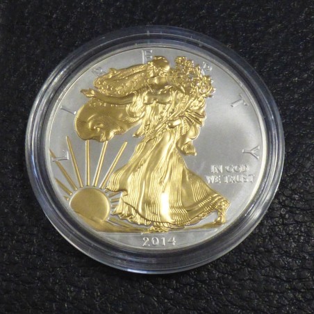 US 1$ Silver Eagle 1 oz 2014 argent 99.9% doré