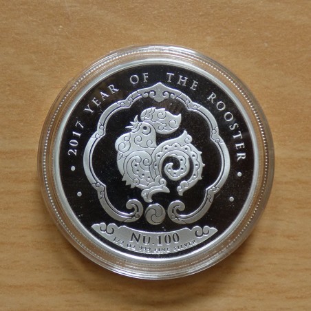 Bhutan 100 Nu 2017 Year of the Rooster silver 99.9% 1/2 oz