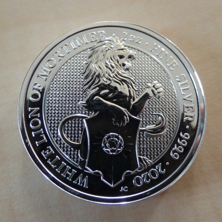 UK 5£ Queen's Beasts Lion of Mortimer 2020 silver 99.9% 2 oz