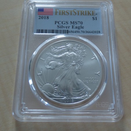 US 1$ Silver Eagle 2018 MS70 (PCGS) argent 99.9% 1 oz