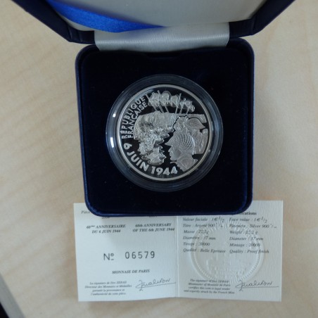 France 1.5 euros 2004 Normandy Landing PROOF silver 90% (22.2 g)