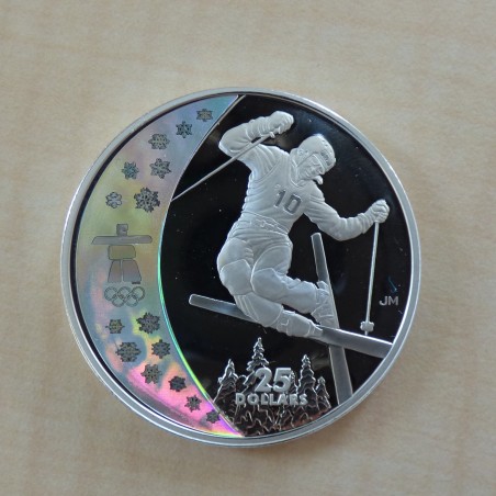 Canada 25$ 2008 Vancouver Olympic 2010 Freestyle Hologram PROOF silver 92.5% (27.8g)