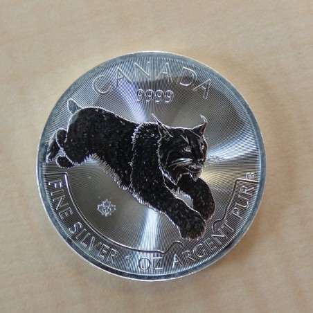 Canada 5$ Predateur Lynx 2017 en argent 99.99% 1 oz tâché