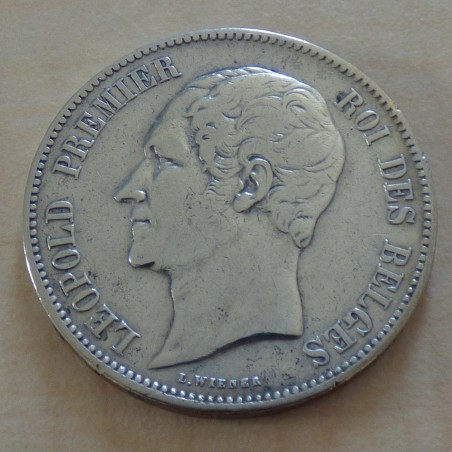 Belgique 5 francs 1850 Leopold I argent 90% (25 g) TB+