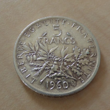 France 5 francs Semeuse 1960 à 1969 années variées, qualités variées, argent 83.5% 12g