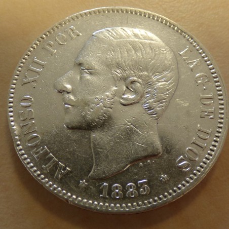 Spain 5 pesetas 1883 (83) MS-M silver 90% (25 g) VF+/SS+