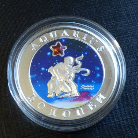 Armenie 100 DRAM 2007 Verseau Zodiac coloré PROOF en argent 99.9% 1 oz