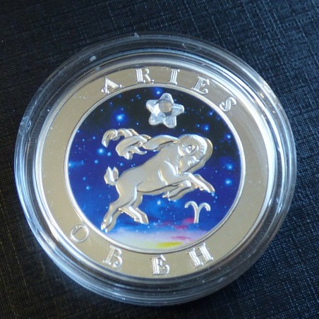 Arménie 100 DRAM 2008 Aries Zodiac PROOF colored silver 92.5% 28.3g