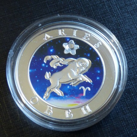Arménie 100 DRAM 2008 Bélier Zodiaque coloré PROOF argent 92.5% 28.3g