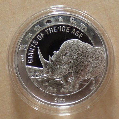 Ghana 5 Cedis 2021 Rhino silver 99.9% 1 oz