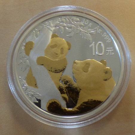 China 10 yuans Panda 2021 gilded silver 99.9% 30g