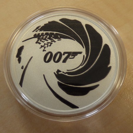 Tuvalu 1$ 2022 James Bond 007 coloré noir argent 99.99% 1 oz