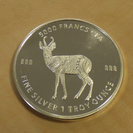 Tchad 5000 CFA Mandala Antilope 2020 argent 99.9% 1 oz