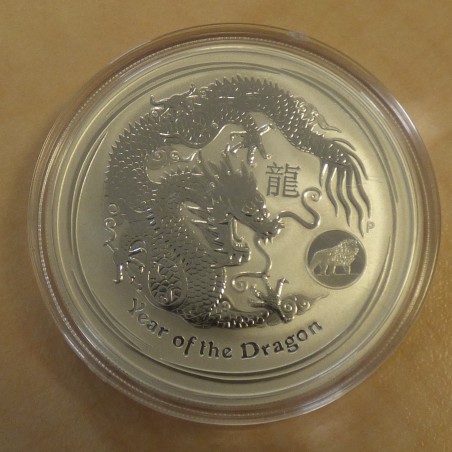 Australie 1$ Lunar 2 Année du dragon 2012 privy Lion argent 99.9% 1 oz