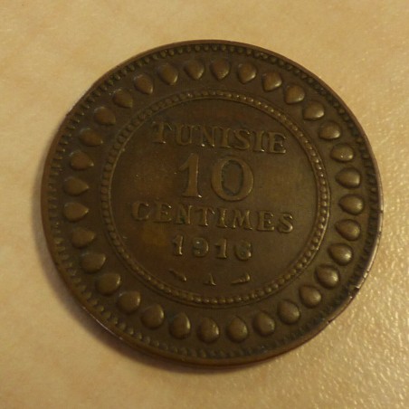 Tunisia 1 Franc 1916 (AH1334) bronze VF+/SS+